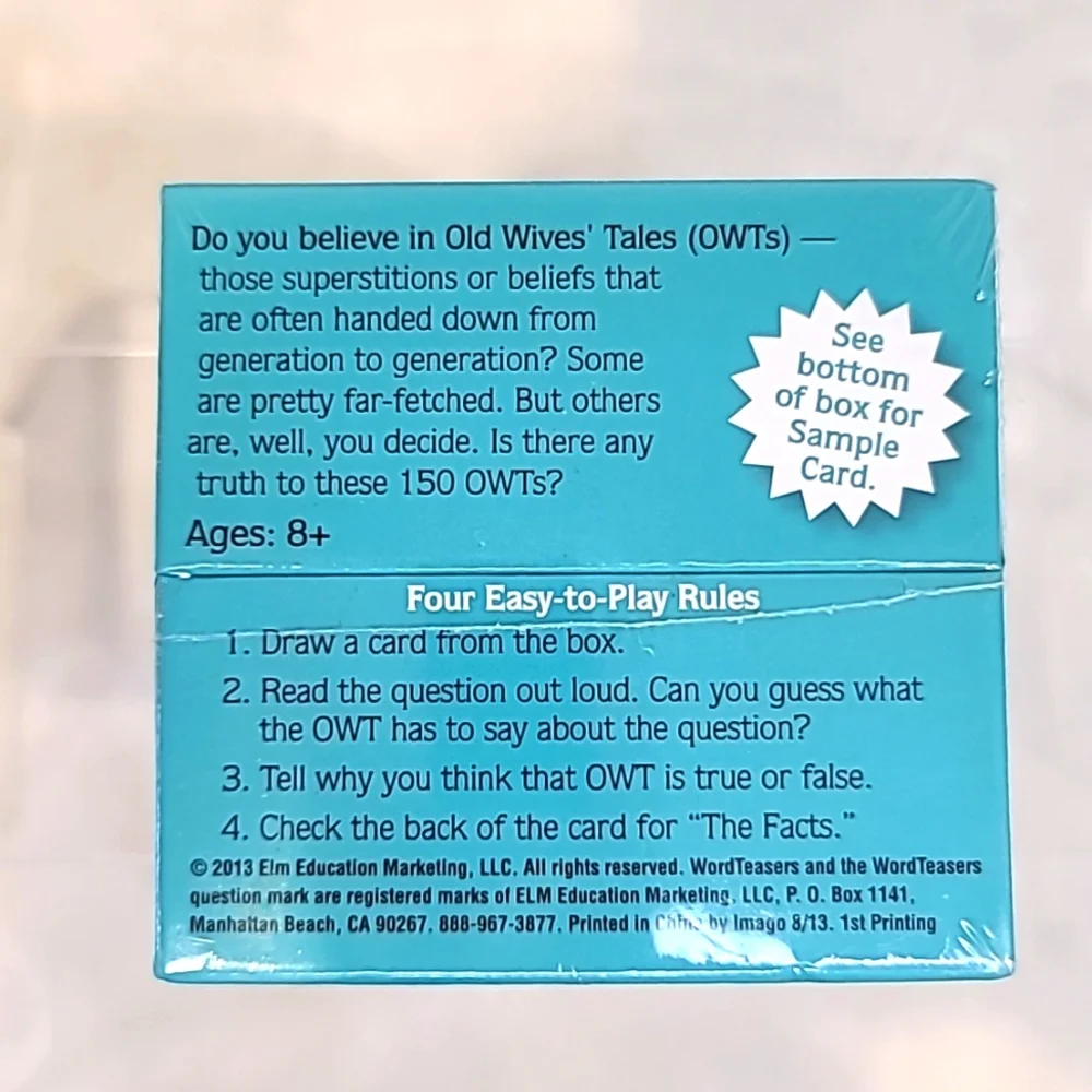 Word Teasers Old Wives' Tales Game Knowledge/Trivia Convo Game Adult/Kid NIB/NWT